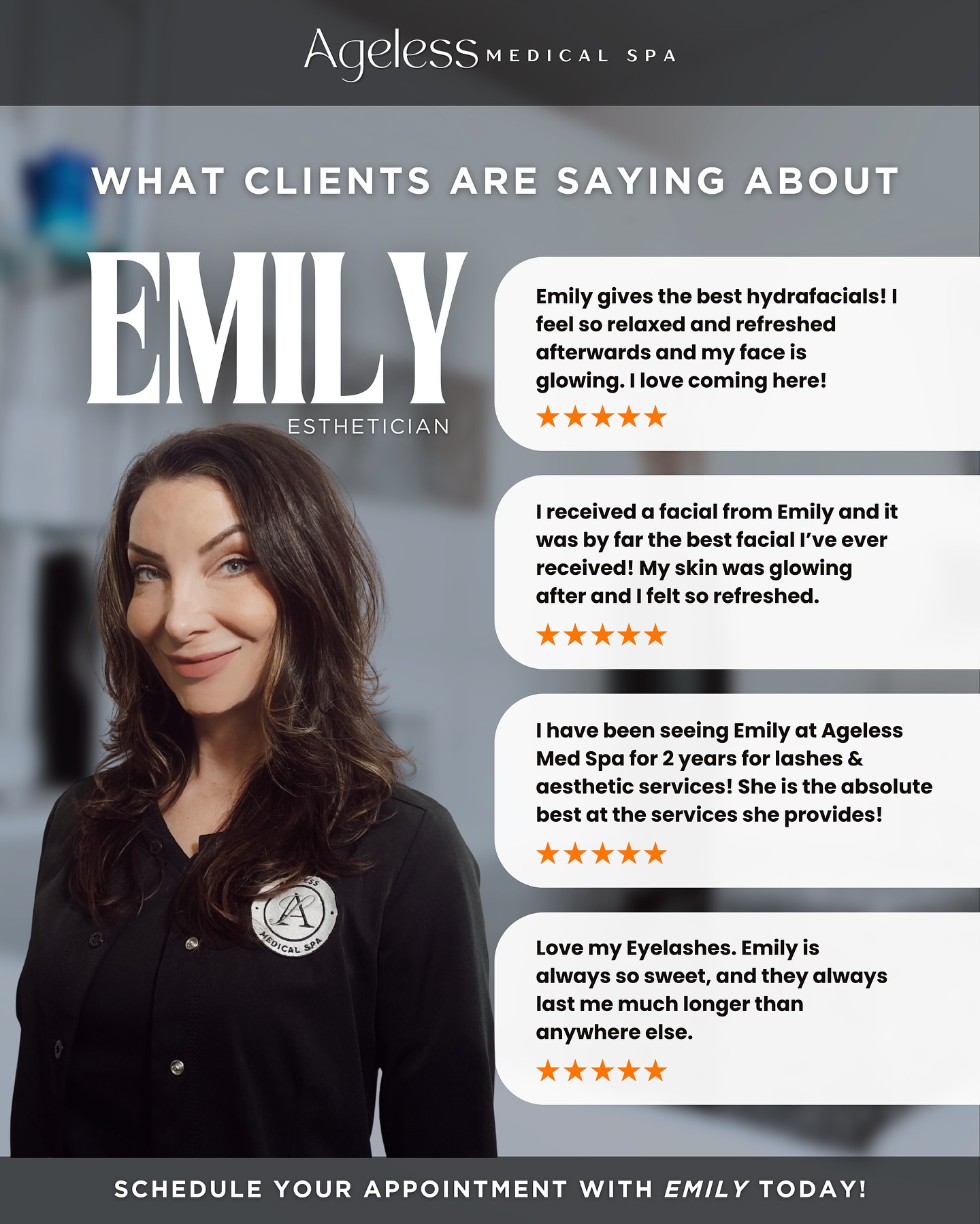 Our clients can’t stop raving about Emily🧖‍♀️ Ready to see why? Mention this post when booking with Emily and receive $25 off your next treatment - facials, microneedling, lashes + more✨ Offer valid through July 31st only. Limited spots available! Call us or DM to reserve your glow.📆